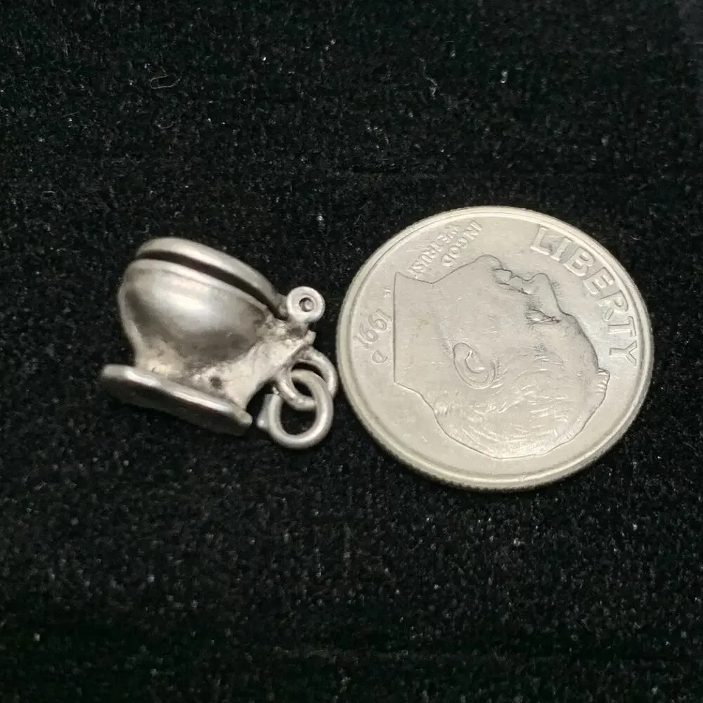 Vintage Sterling 925 Silver Toilet Bowl with Lifting Lid the Cammode Charm